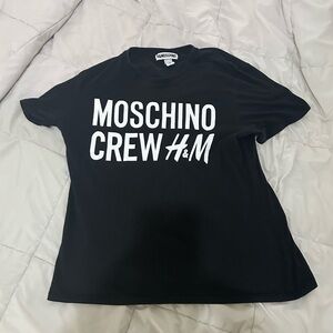 H&M Moschino Crew T Shirt 2018 Black White Size Medium Collab Thrashed